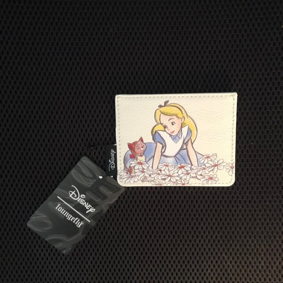 NWT Disney Alice in Wonderland Floral Cardholder Spring Flower Cat Dinah Blue - Picture 1 of 3